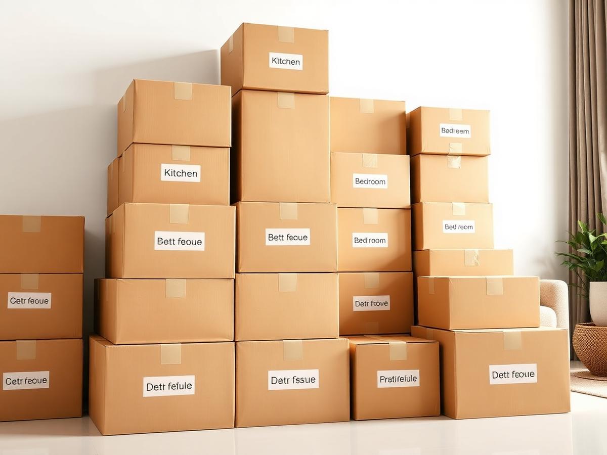 Caixas novas organizadas em ambiente limpo